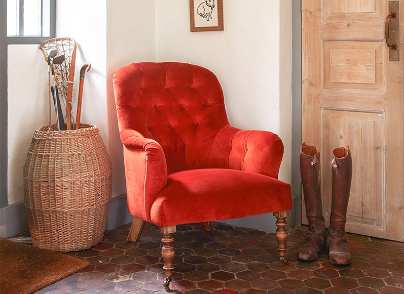 Tisbury Chair in House Clever Velvet Henna